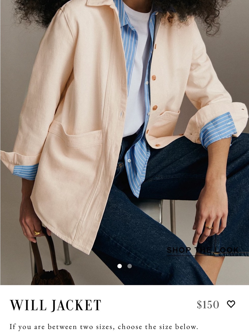 Sezane Will Jacket Ecru Size S